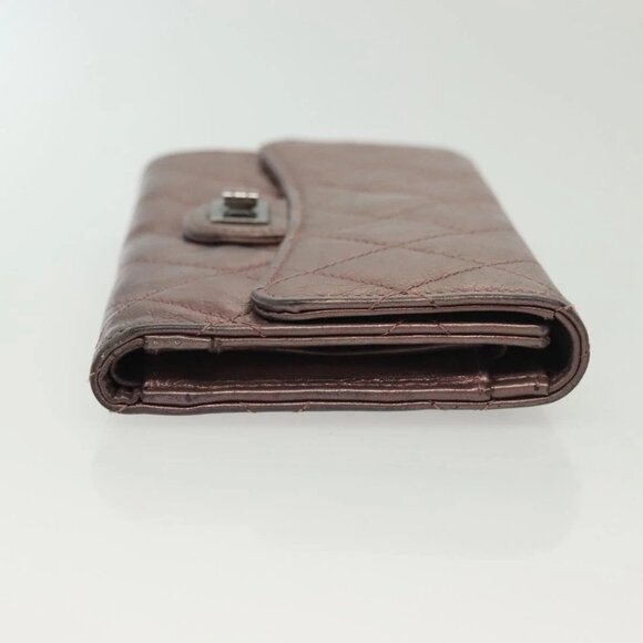 CHANEL 2.55 Matelasse Long Wallet Leather Pink Silver CC Auth 137893 - Picture 4 of 15